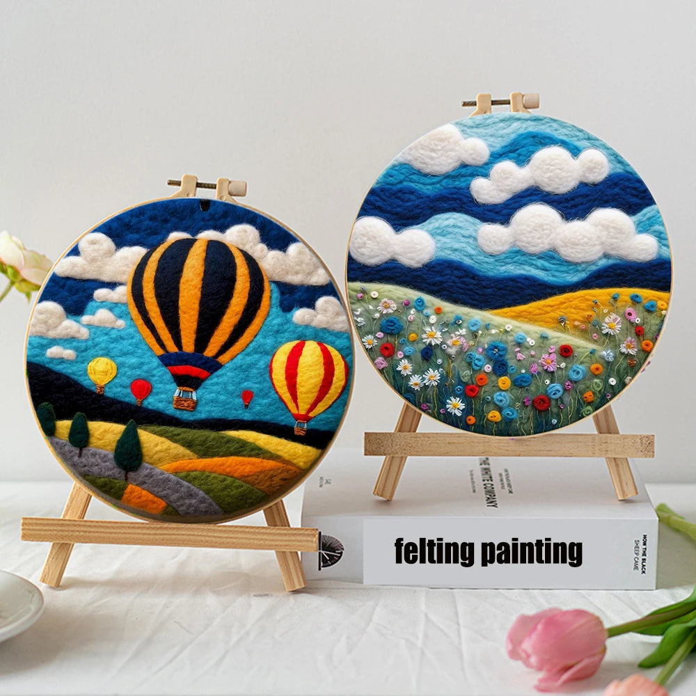 Wool Felting Painting Kit (Scenery, 20x20cm)