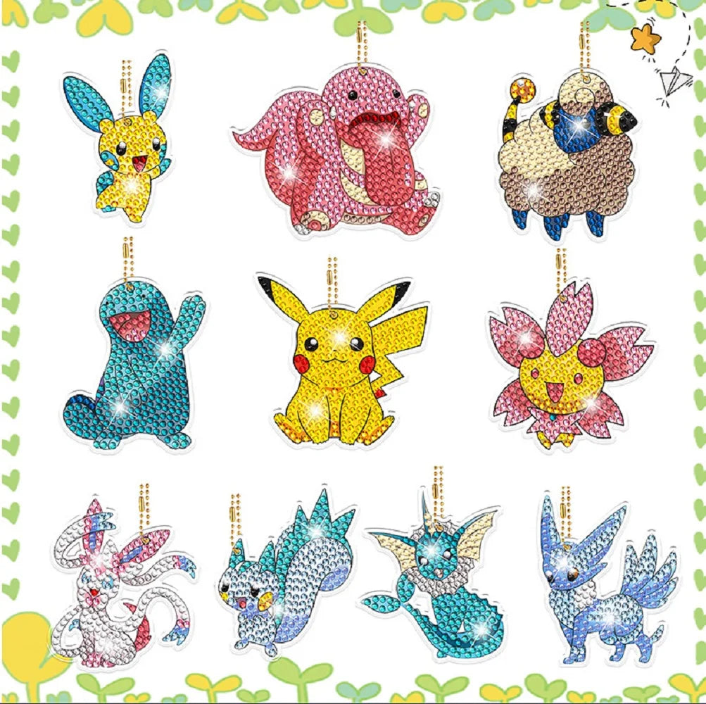 Premium Pikachu 5D Diamond Painting Keychain Kit - DIY Craft Pendant, Ages 6+