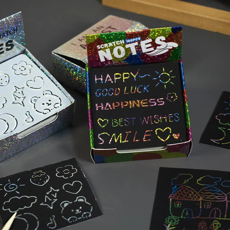 Holographic Rainbow Scratch Paper Art Mini Notes Cards Bulk Party Favor Art