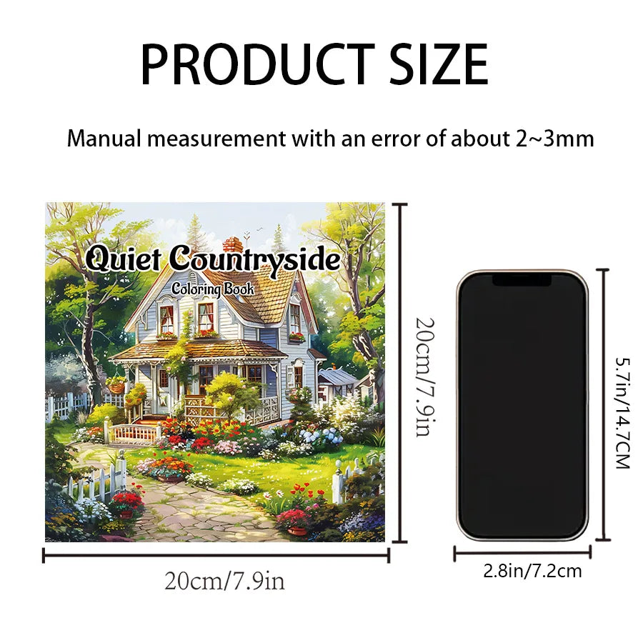 Premium Quiet Countryside Coloring Book - 20 Landscape Pages for Adults