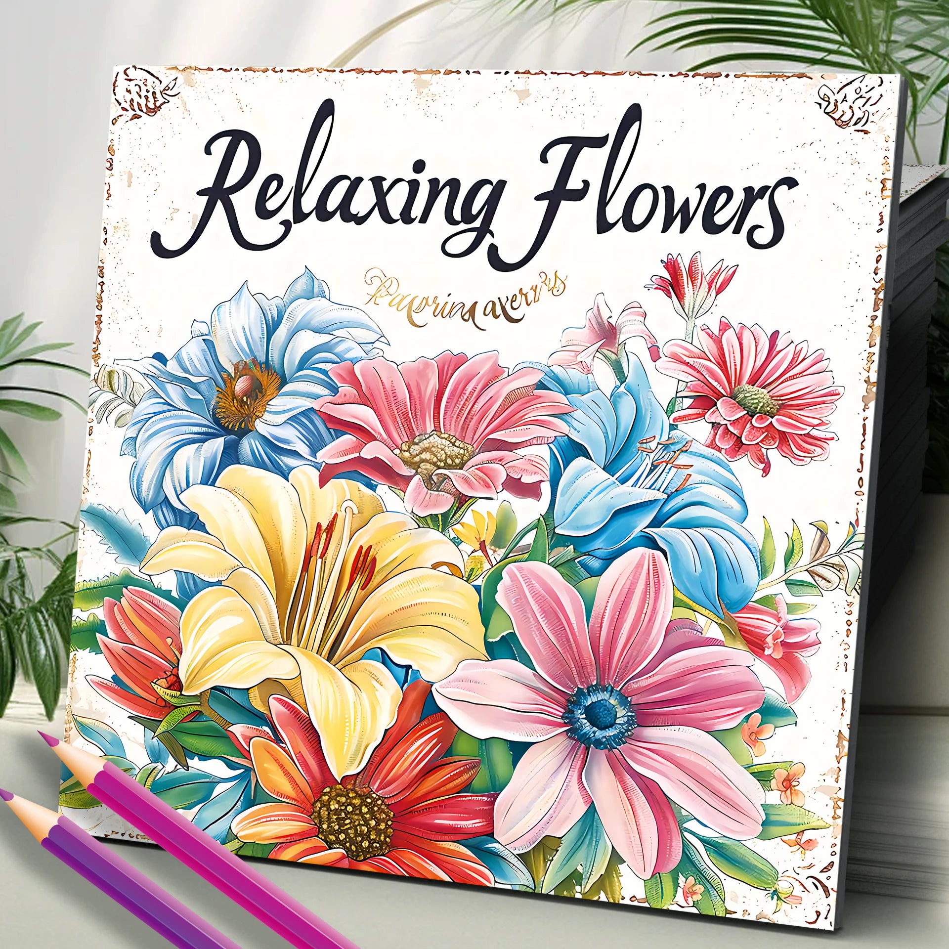 Premium Relaxing Flower Coloring Book for Adults (20 Pages)