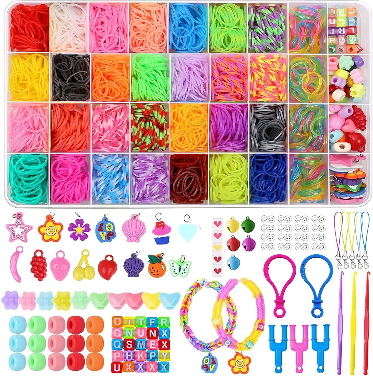Premium Rainbow Loom Bands Bracelet Kit - DIY Weaving Craft Set, Ages 7+
