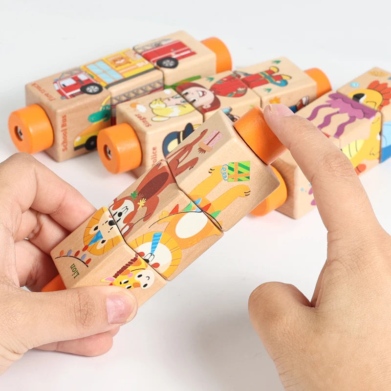 Wooden Logic Stacking Board with Rings & Shapes