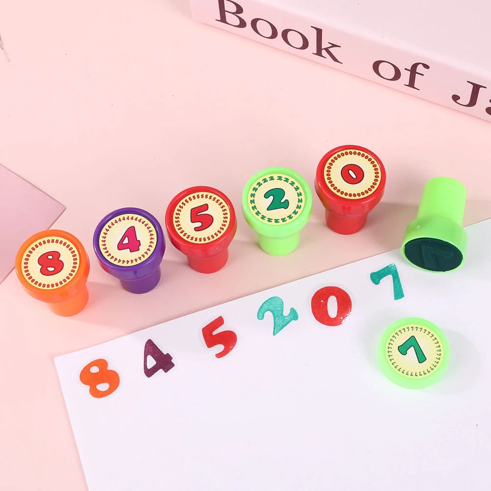 10Pcs Assorted Stamps for Kids Self-Ink Stamps with Princess Zoo Animal Dinosaur