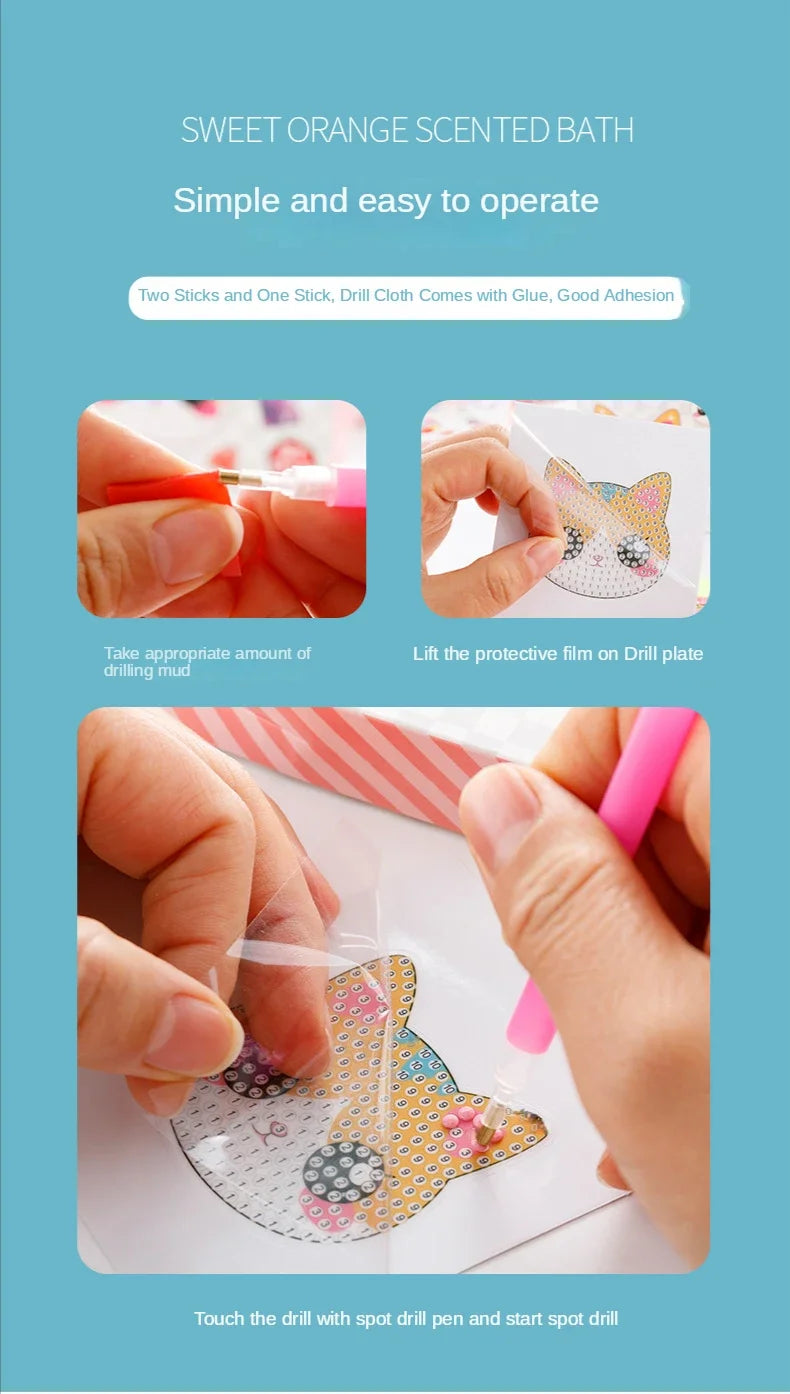 Premium Child Diamond DIY Painting Sticker Set Toys Colorful Cartoon Sticker Han