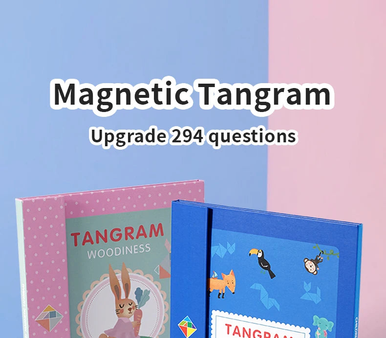 Premium Magnetic Wooden Tangram Block Puzzle Game for Kids - Montessori Educatio