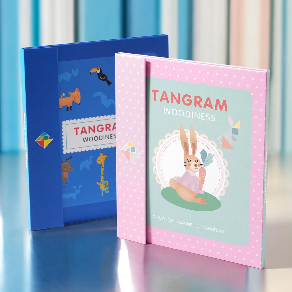 Premium Magnetic Wooden Tangram Block Puzzle Game for Kids - Montessori Educatio
