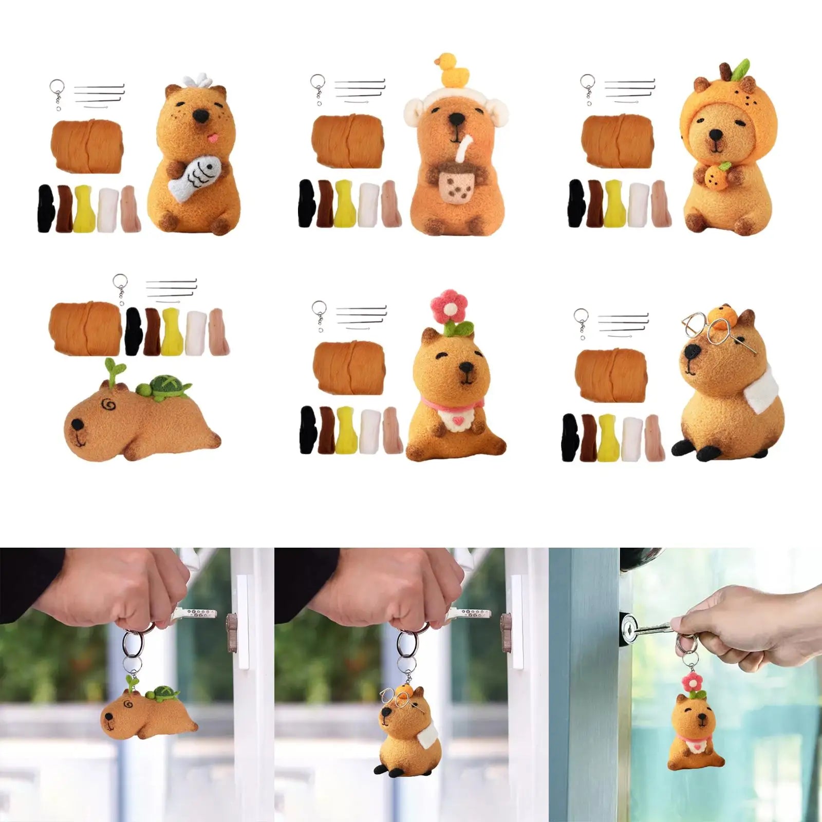 DIY Capybara Wool Felting Kit with Tools