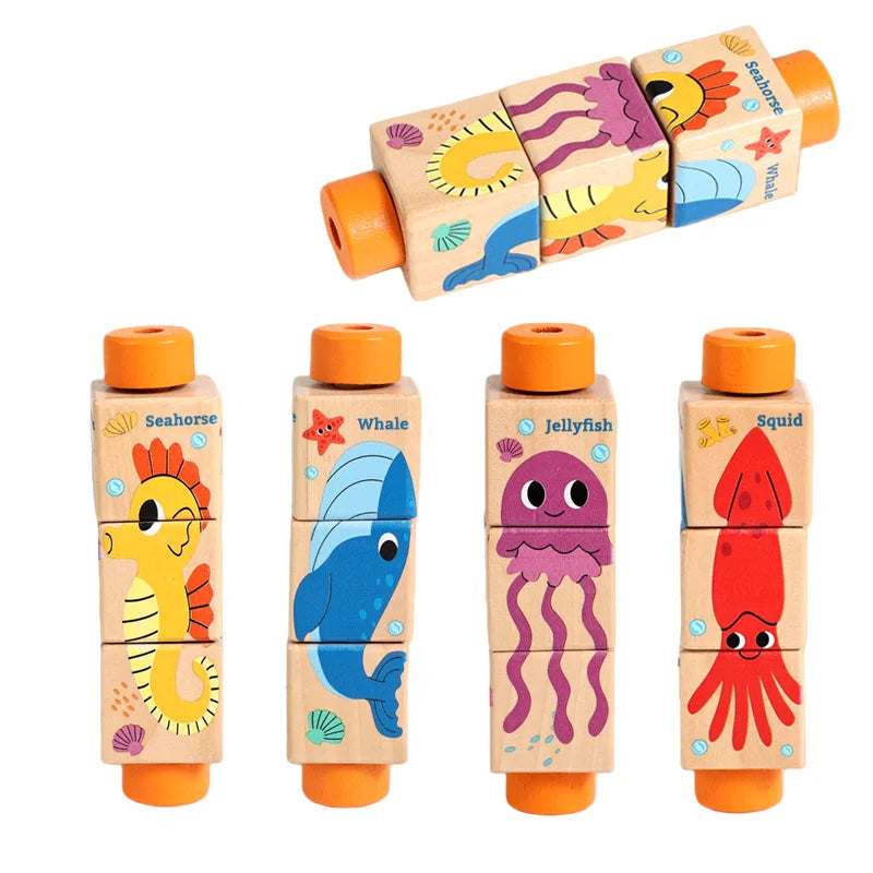 Wooden Logic Stacking Board with Rings & Shapes