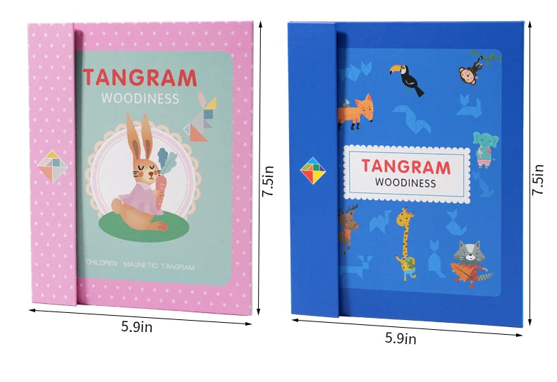 Premium Magnetic Wooden Tangram Block Puzzle Game for Kids - Montessori Educatio