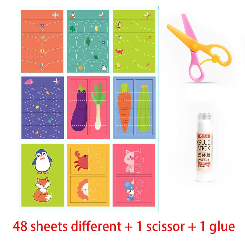 Premium 49-91pcs Learn Scissor Skills Cut Paper Craft Toys Safety Scissors Presc