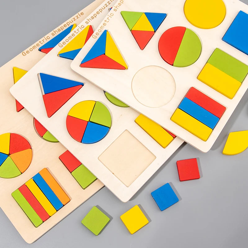Wooden Montessori Shape Matching Puzzle Board for Kids