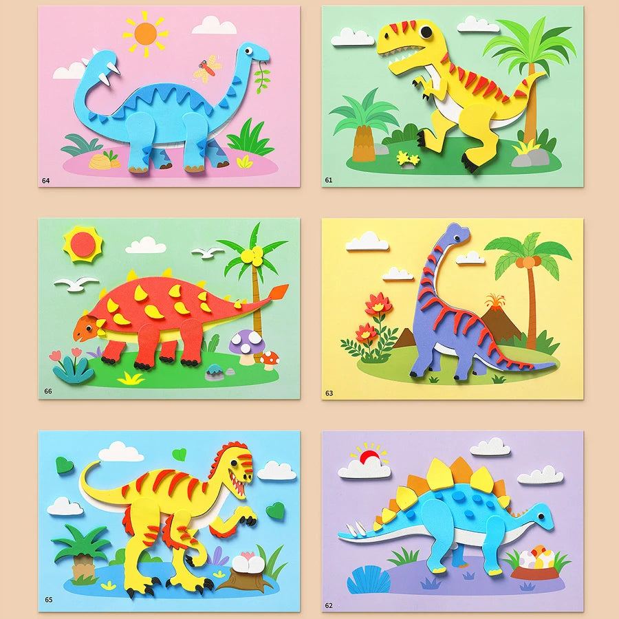 Premium 6pcs/set 3D EVA Foam Sticker DIY Cartoon Princess Animal Puzzle for Chil