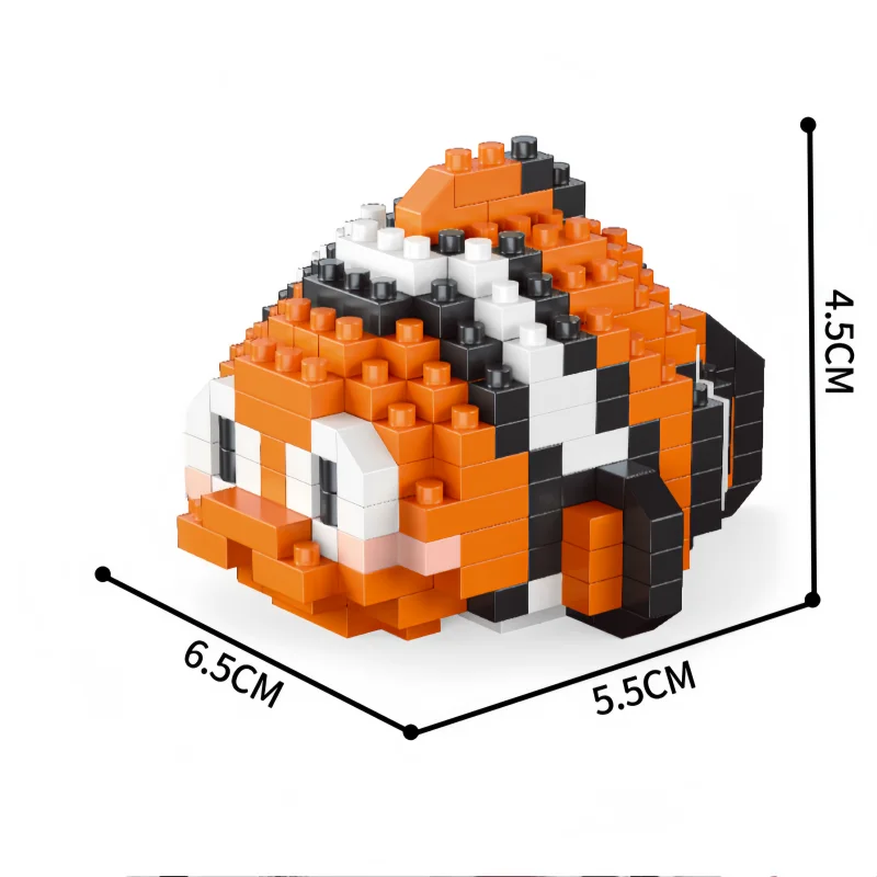 Premium KNEW BUILT Clownfish Whale Seahorse Shark Oceanic Micro Mini Building Bl