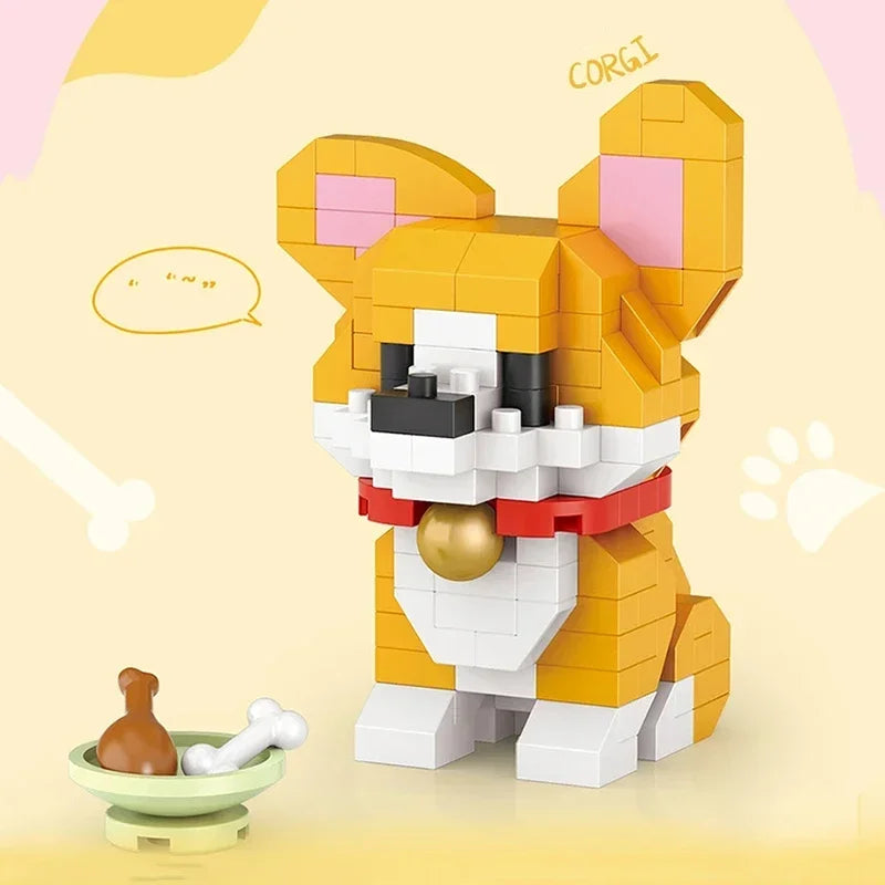 Premium Cute Animal Building Blocks DIY Cartoon Puppy Pet Cat Assembling Bricks
