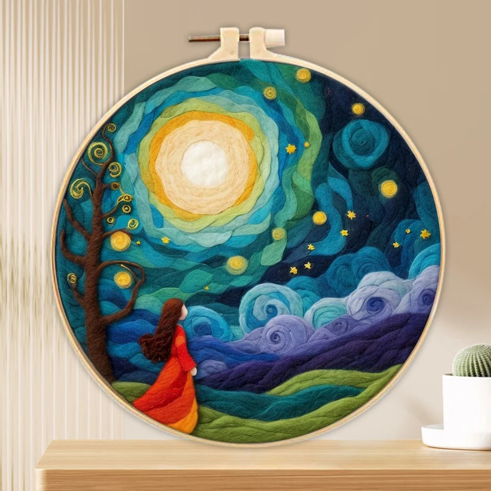 Wool Felting Painting Kit (Scenery, 20x20cm)