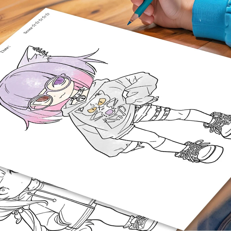 Premium Cute Girl Drawing Practice Book - Poses & Expressions Guide, Ages 12+