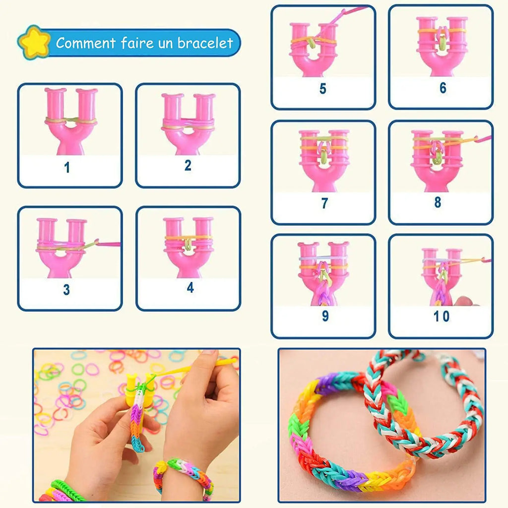 Premium Rainbow Loom Bands Bracelet Kit - DIY Weaving Craft Set, Ages 7+