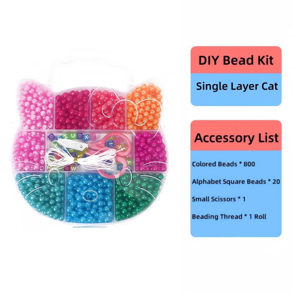 Premium Kids Beaded Bracelet Making Kit - 800 Beads Craft Set, Ages 6+