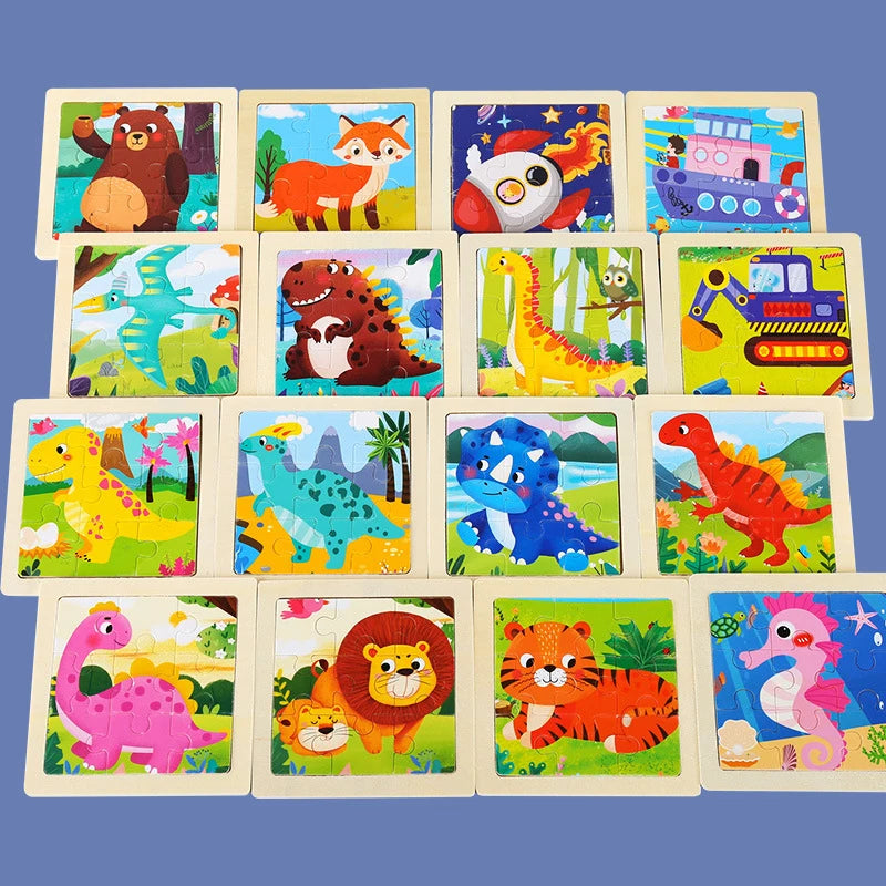 Wooden Dinosaur & Vehicle 3D Puzzle Set for Kids
