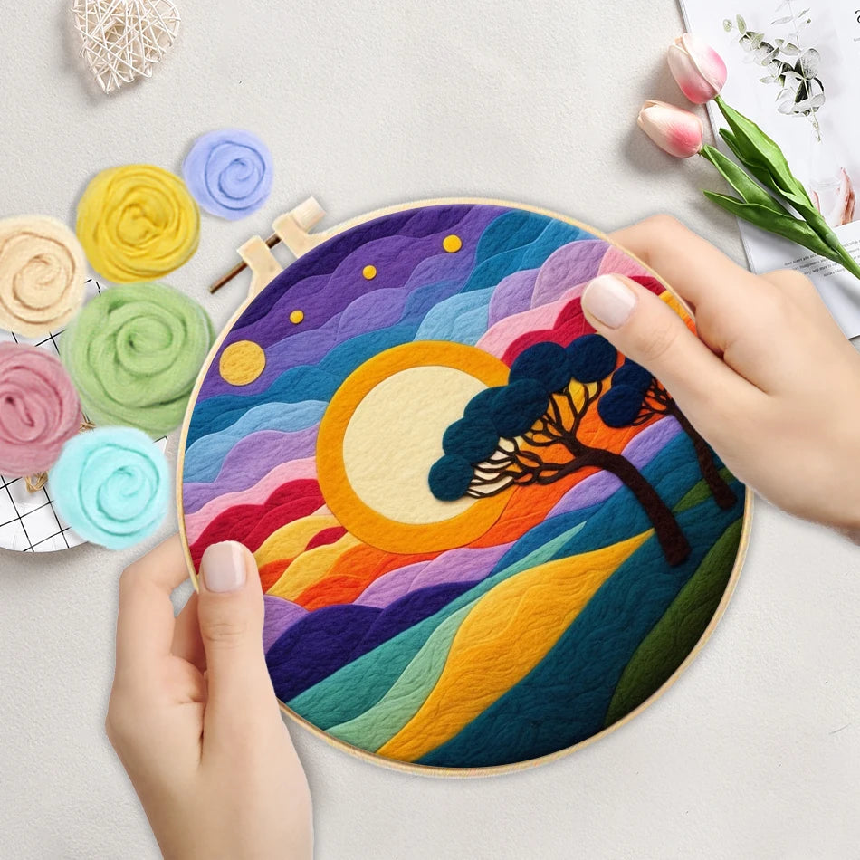 Wool Felting Painting Kit (Scenery, 20x20cm)