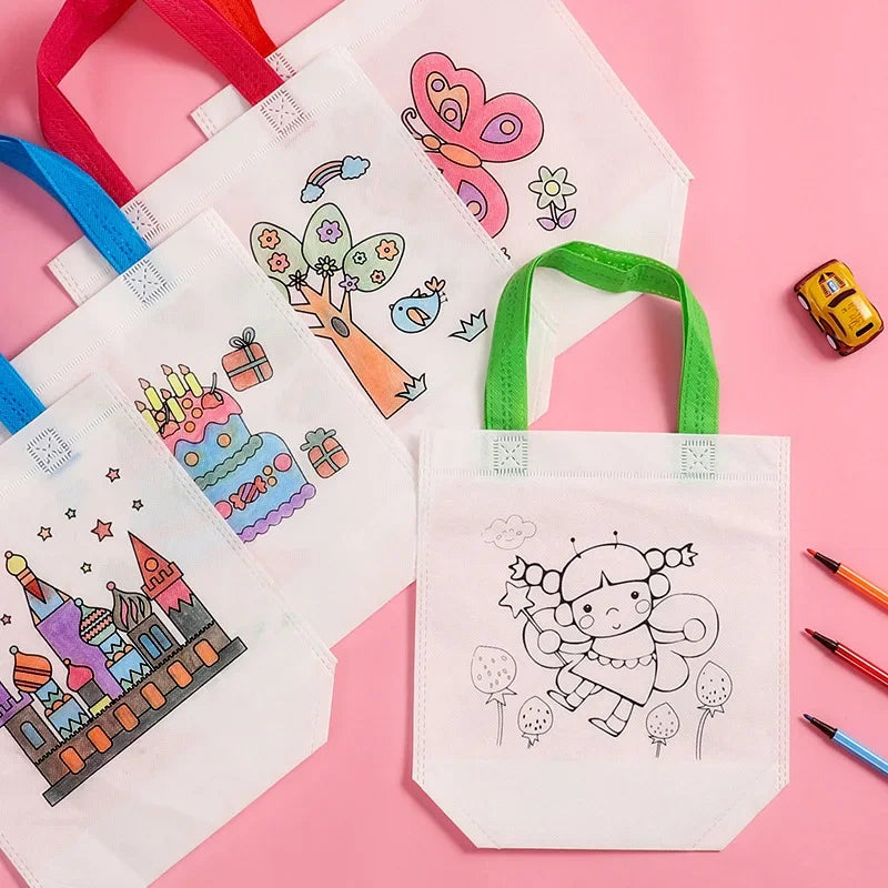 Premium 1-10pcs Sets DIY Graffiti Bag with Markers - Ages 3+ (Creative Play)