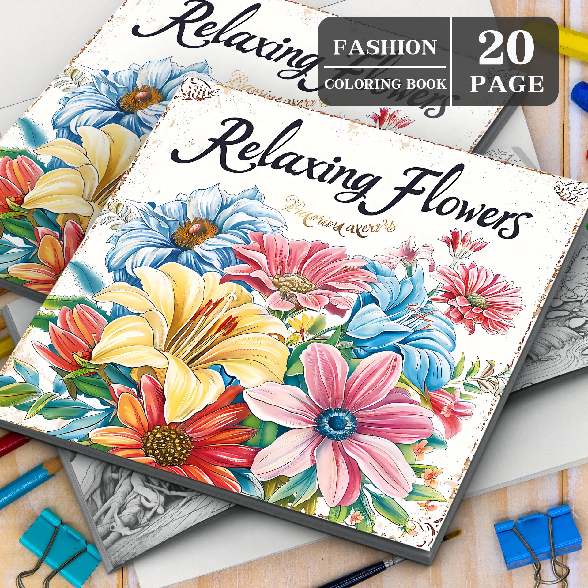 Premium Relaxing Flower Coloring Book for Adults (20 Pages)