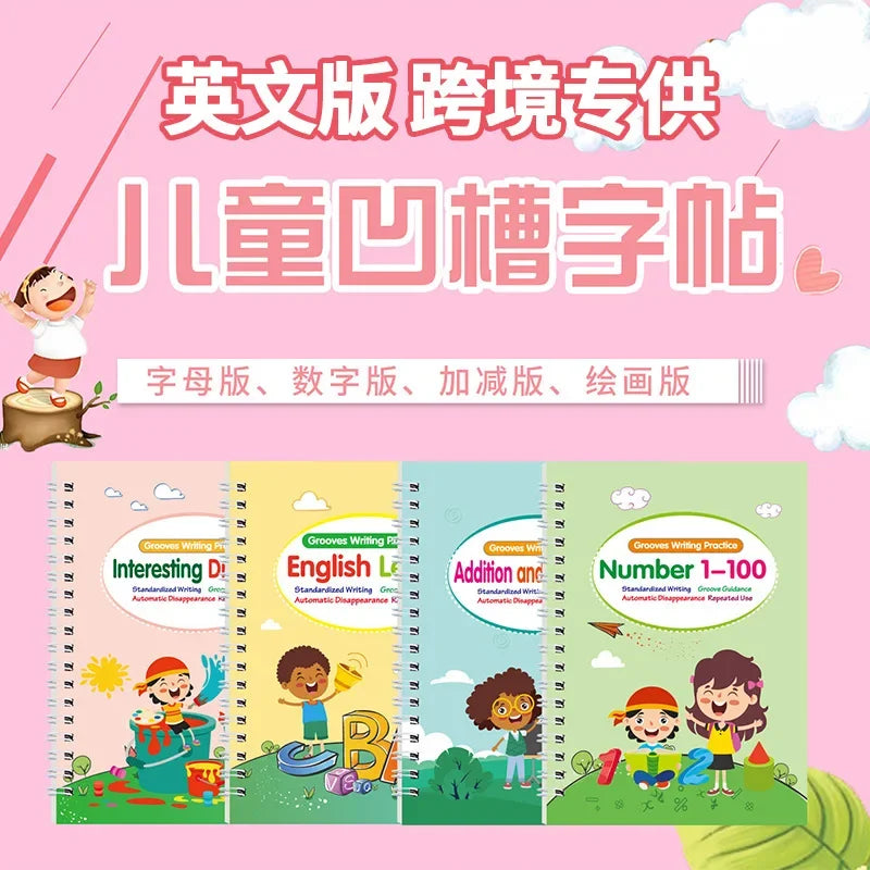 Reusable Magic Copybook Set for Kids Handwriting Practice