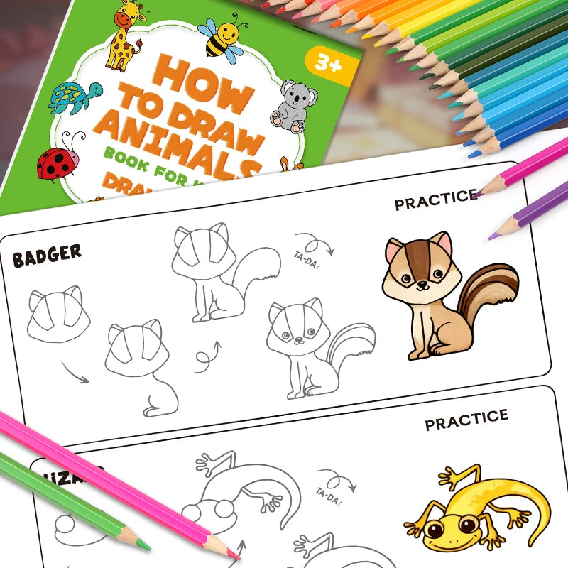 Step-by-Step Animal Drawing Activity Book (96 Themes)