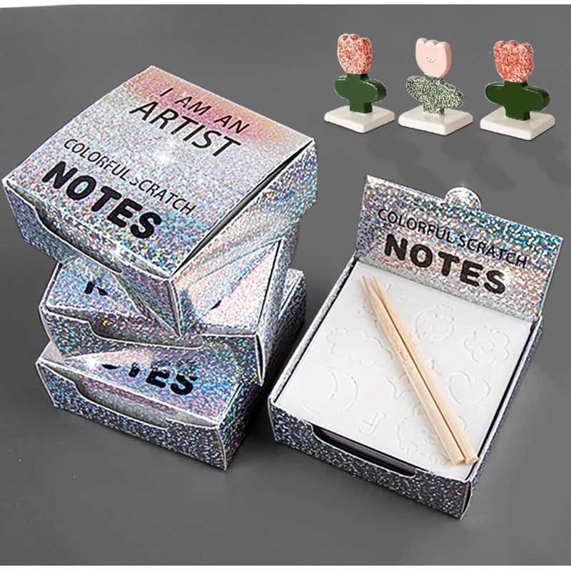 Holographic Rainbow Scratch Paper Art Mini Notes Cards Bulk Party Favor Art