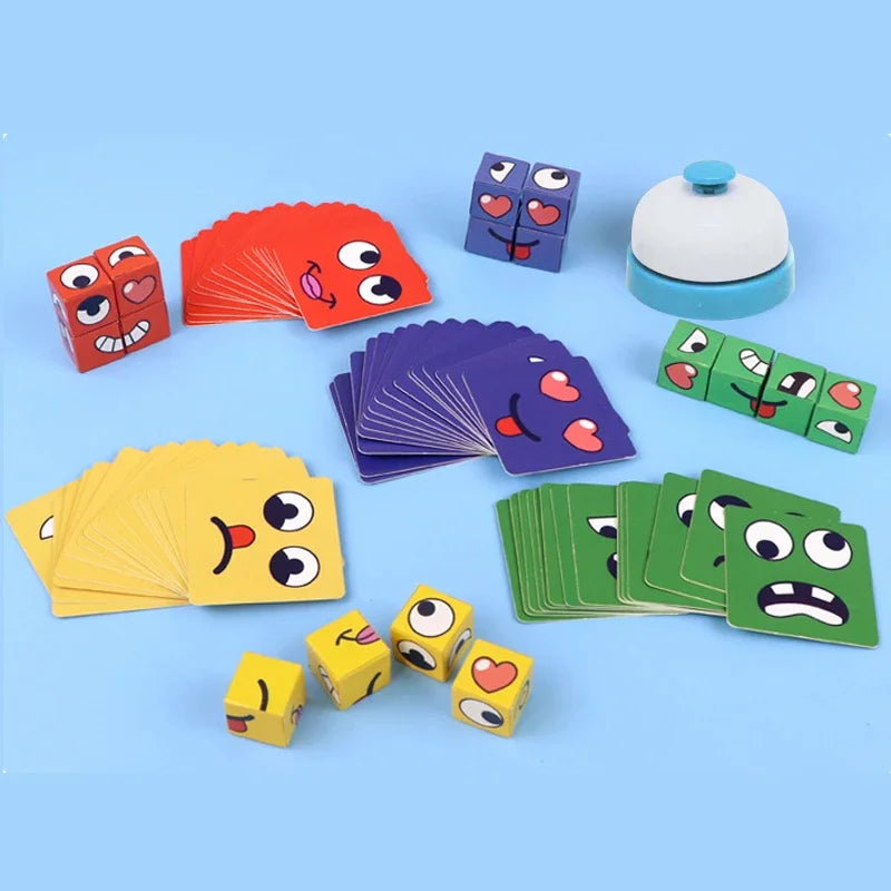Premium Kids Face Change Expression Puzzle Building Blocks Montessori Cube Table