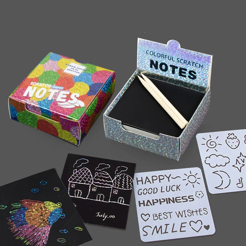 Holographic Rainbow Scratch Paper Art Mini Notes Cards Bulk Party Favor Art