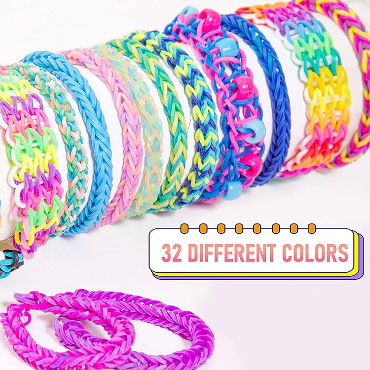 Premium Rainbow Loom Bands Bracelet Kit - DIY Weaving Craft Set, Ages 7+