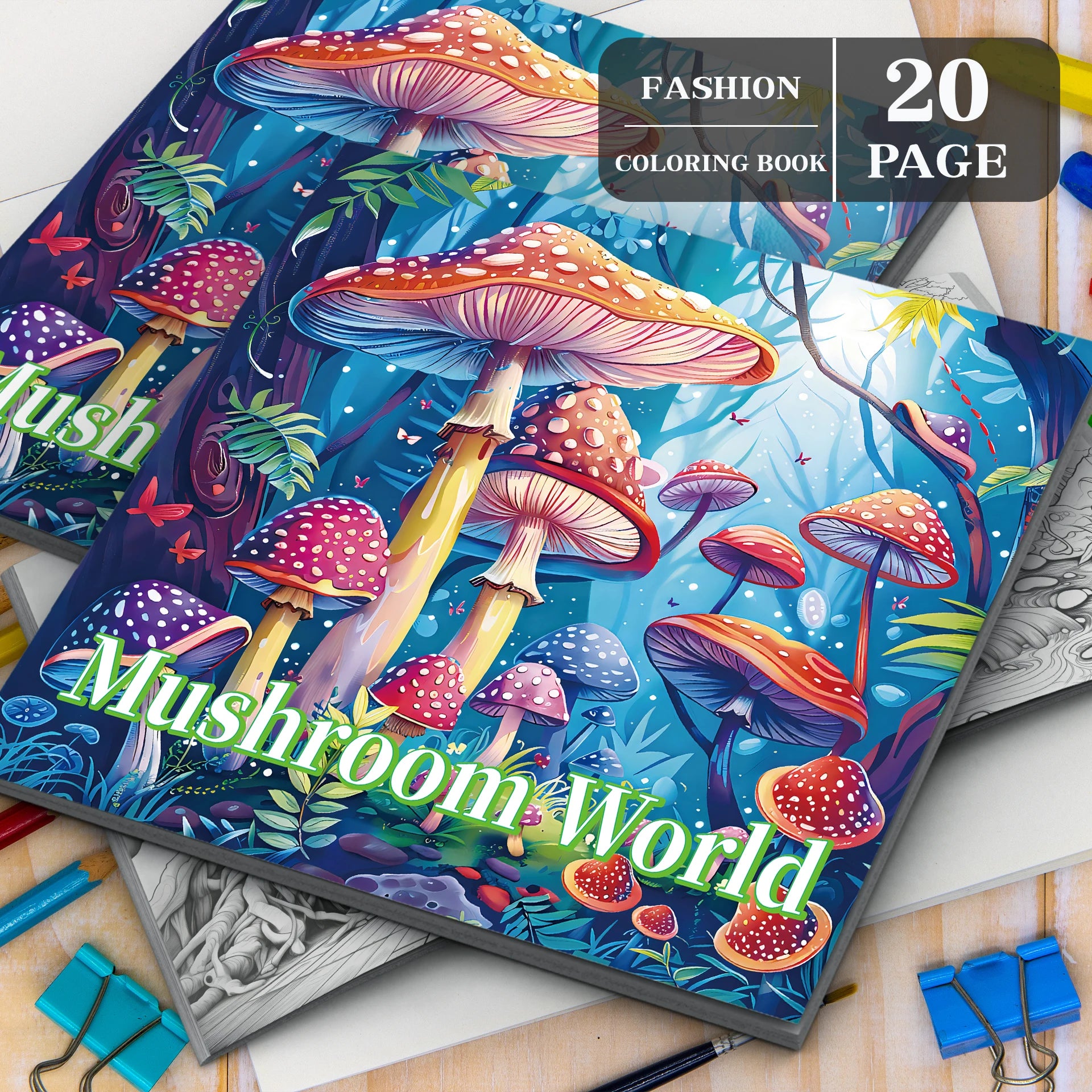 Premium Mushroom World Coloring Book (20 Pages) for Kids & Adults
