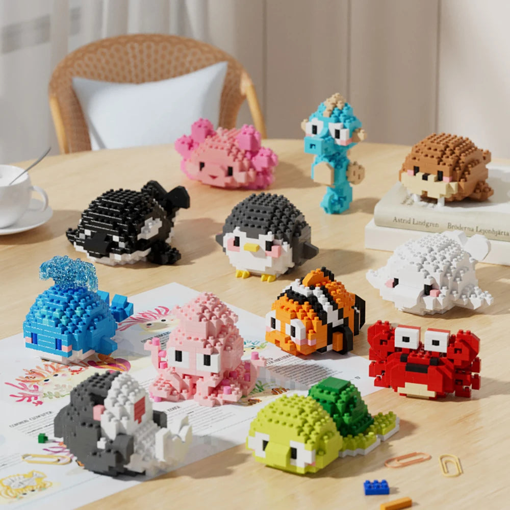 Premium KNEW BUILT Clownfish Whale Seahorse Shark Oceanic Micro Mini Building Bl