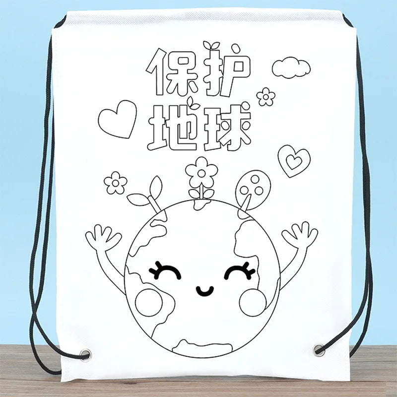 Premium Children Handmade DIY Environmental Protection Graffiti Non-woven Bags