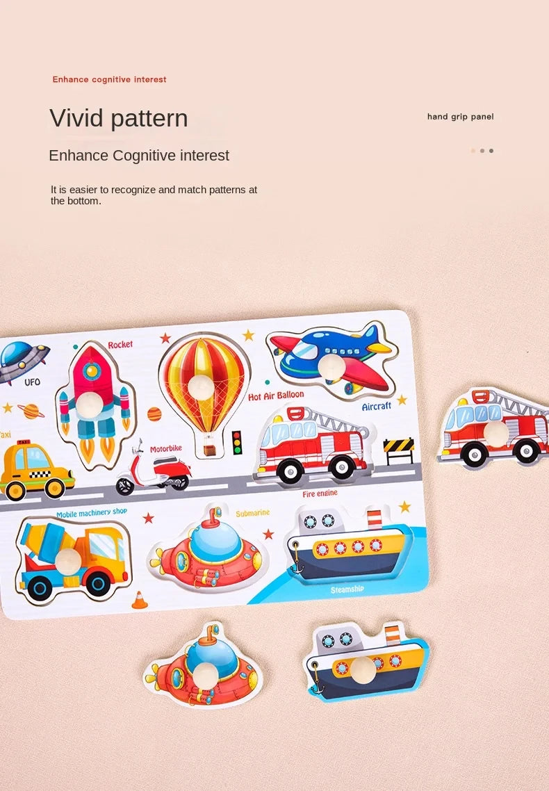 Montessori Wooden Puzzle Board for Toddlers (2–3 Years)