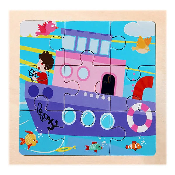 Wooden Dinosaur & Vehicle 3D Puzzle Set for Kids