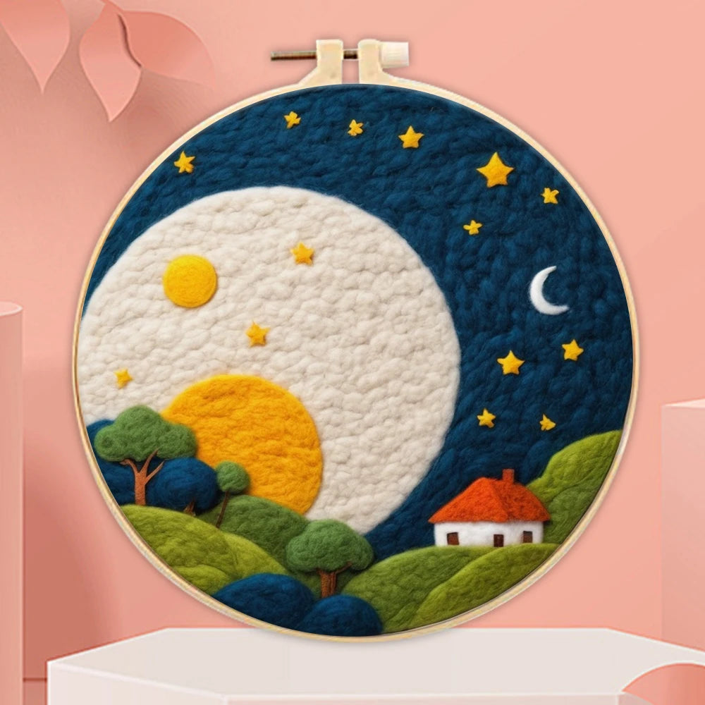 Wool Felting Painting Kit (Scenery, 20x20cm)