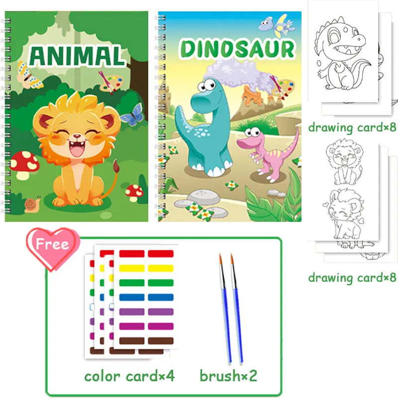 Premium Watercolor Painting Book With Paint Brush Set Kids Graffiti Coloring Boo