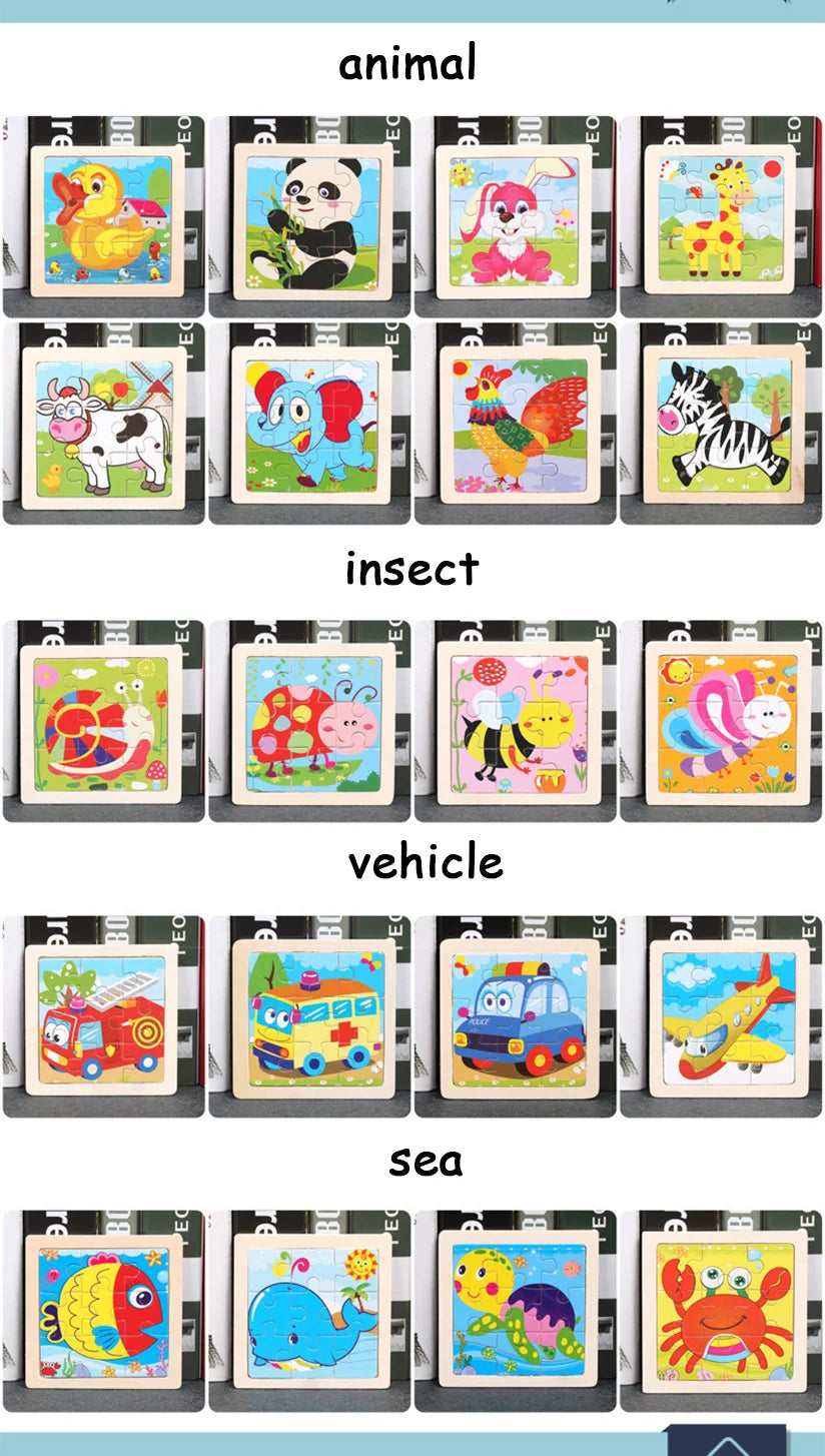 Wooden Dinosaur & Vehicle 3D Puzzle Set for Kids
