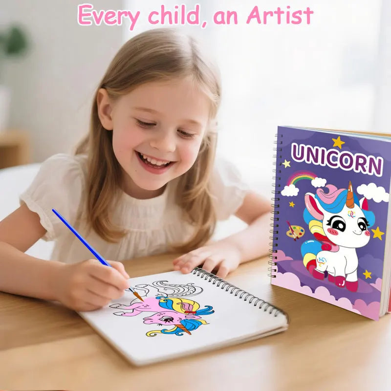 Premium Watercolor Painting Book With Paint Brush Set Kids Graffiti Coloring Boo