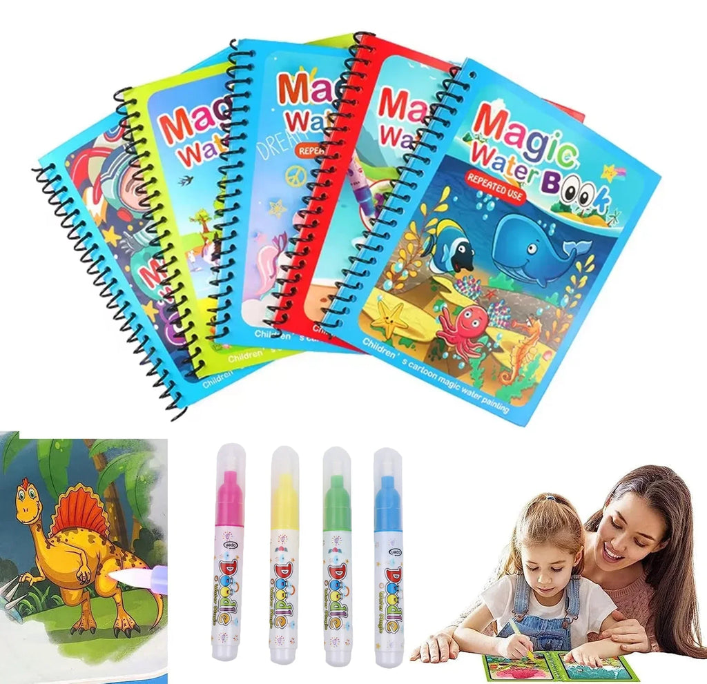 Premium Water Reveal Drawing Book for Kids - Sensory Coloring, Ocean & Dino