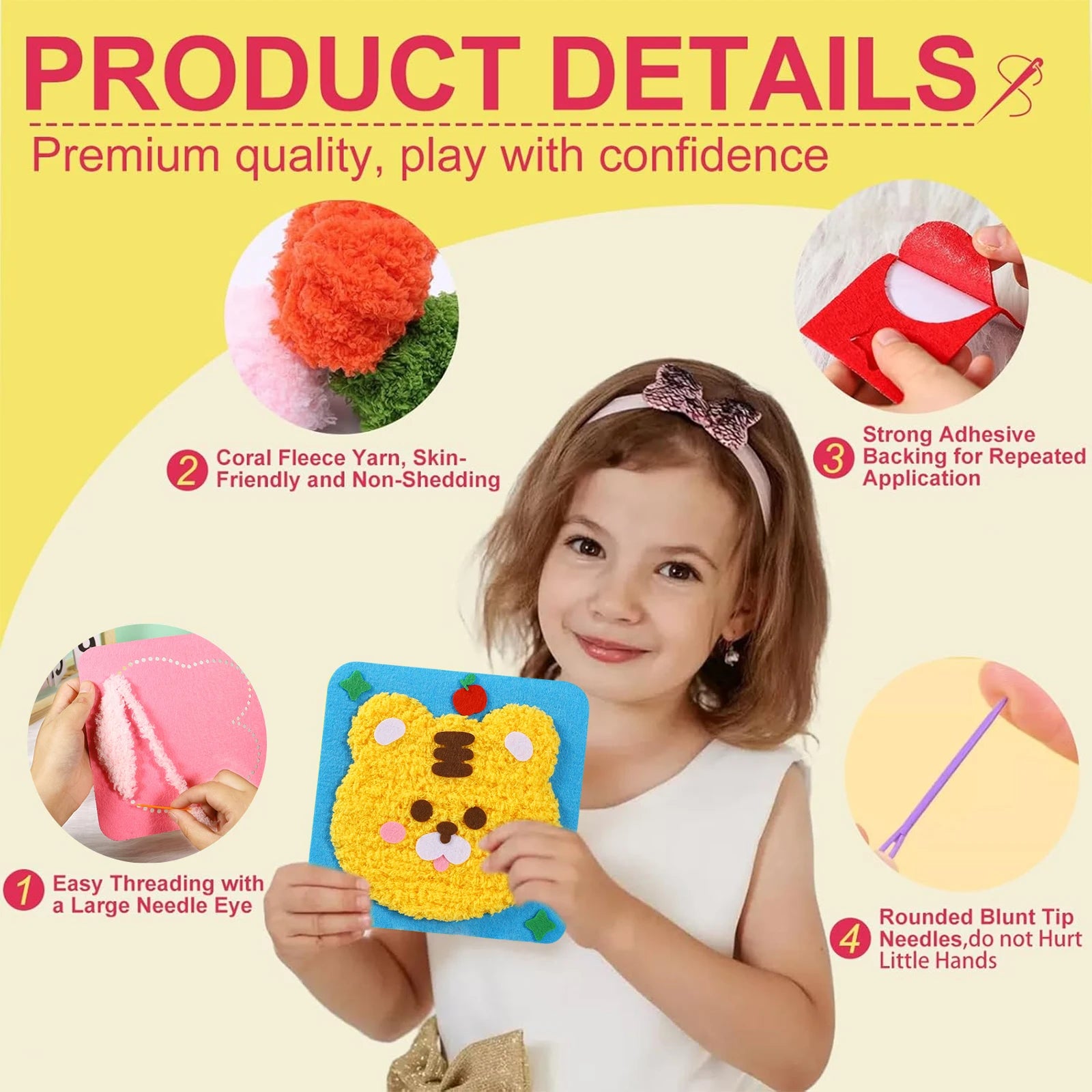 Beginner Kids Sewing Kit with Felt Animal Projects