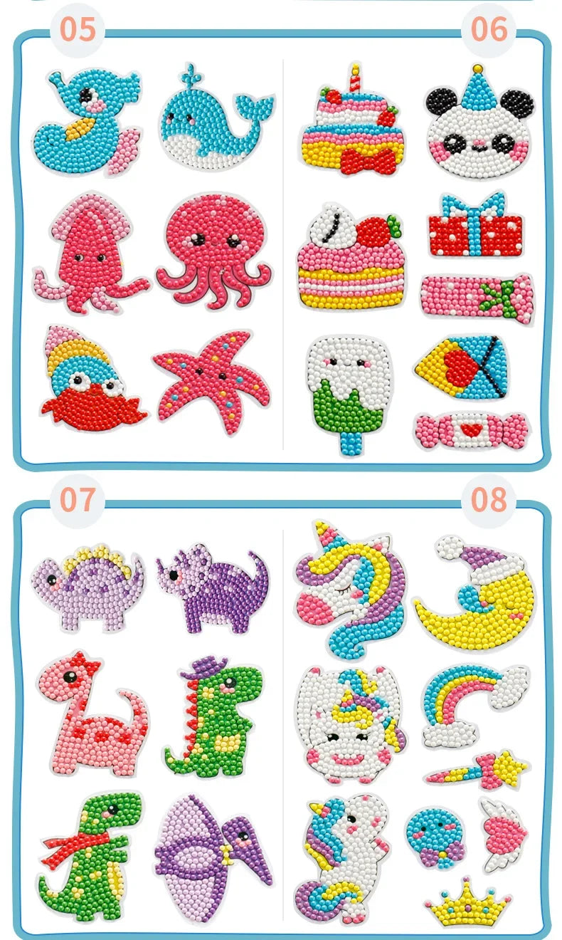 Premium Child Diamond DIY Painting Sticker Set Toys Colorful Cartoon Sticker Han