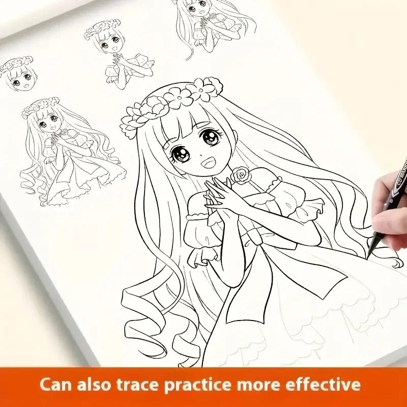 Premium Anime Line Art Drawing Book for Beginners - 48 Tracing Pages, Ages 6+