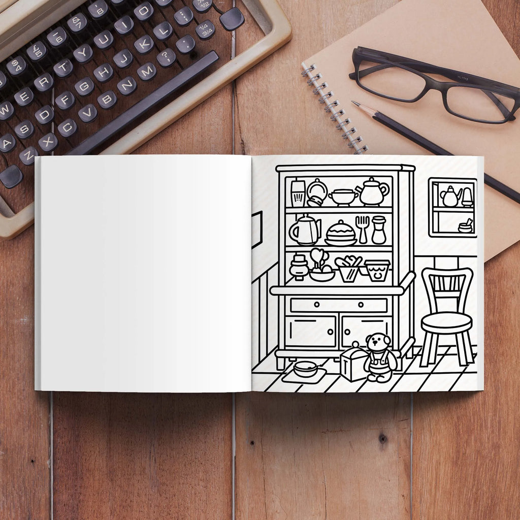 Premium Cozy Spaces Stress-Relief Coloring Book (Adult)