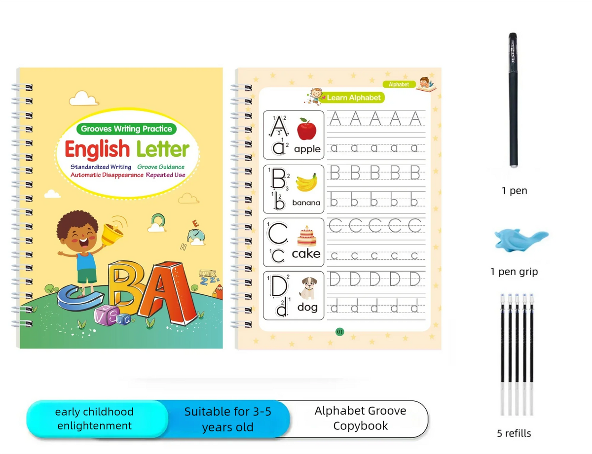 Reusable Magic Copybook Set for Kids Handwriting Practice