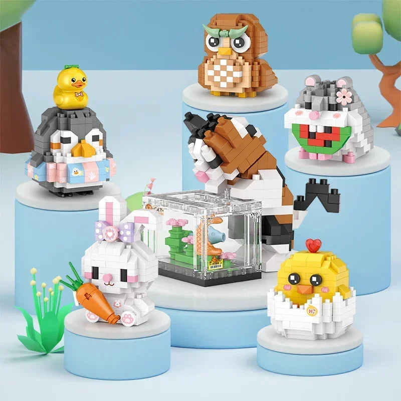 Premium Cute Animal Building Blocks DIY Cartoon Puppy Pet Cat Assembling Bricks