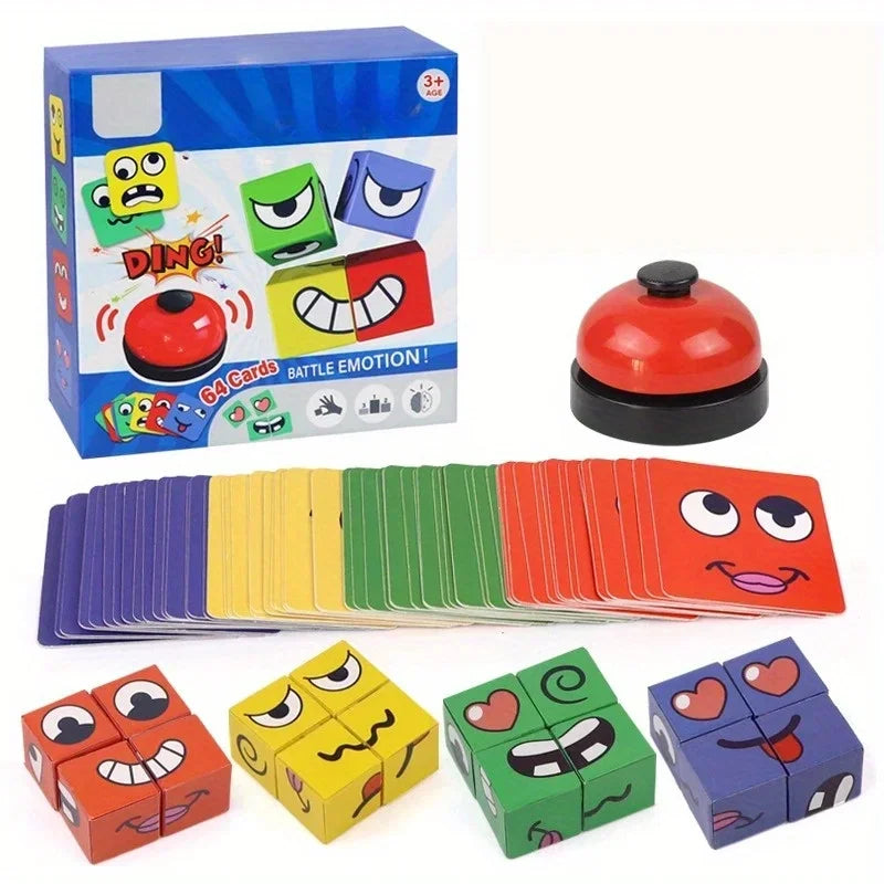 Premium Kids Face Change Expression Puzzle Building Blocks Montessori Cube Table